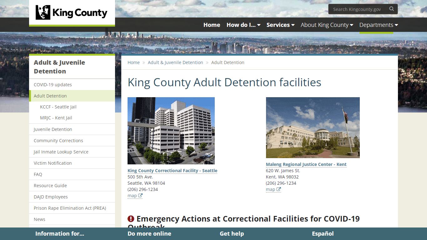 King County Adult Detention facilities - King County